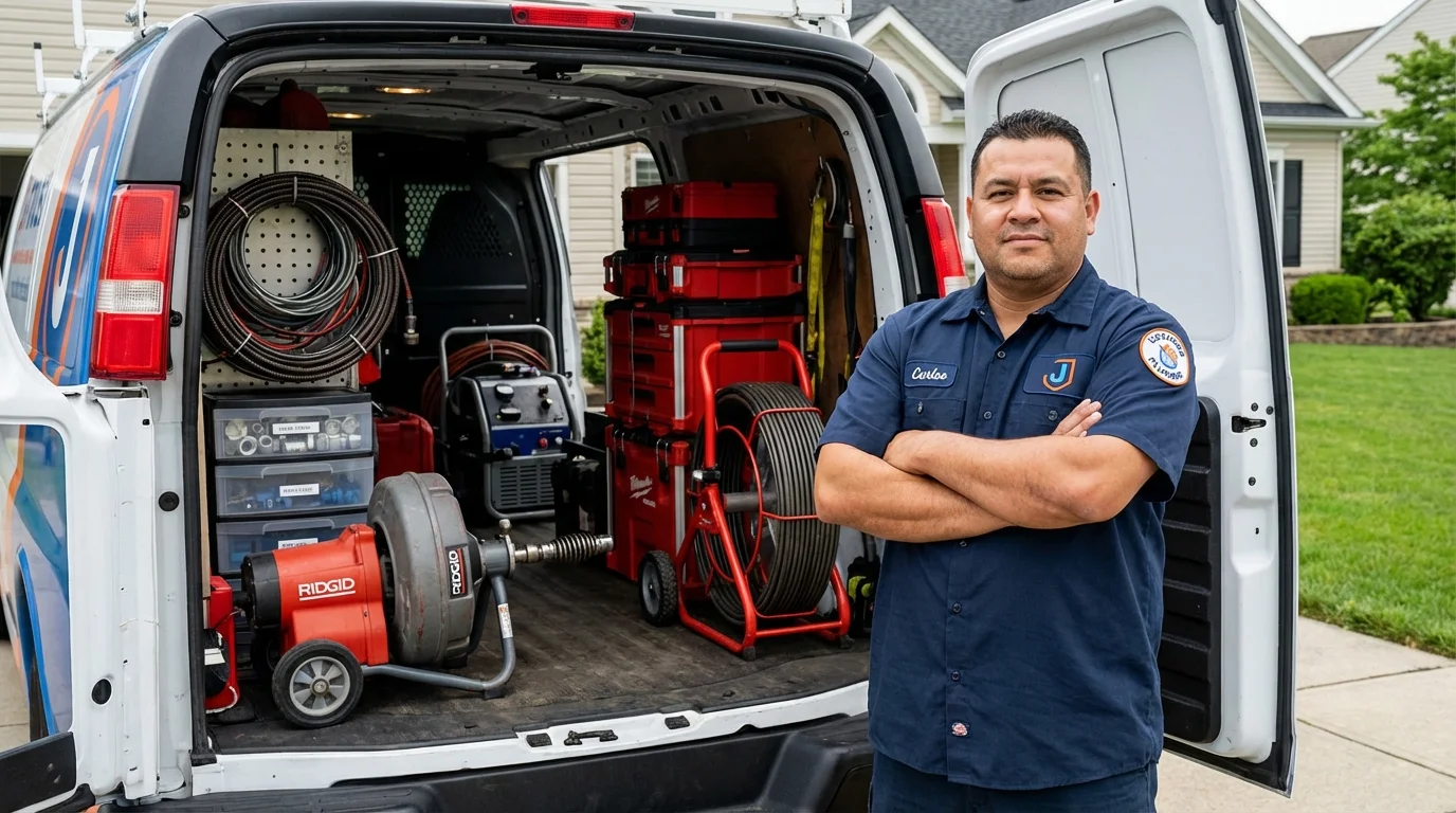Professional drain cleaning equipment and Johns Plumbing LLC plumber in Fort Irwin