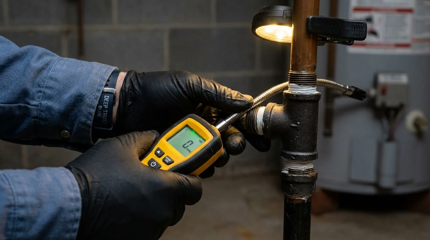 Gas leak detection with electronic sniffer by Johns Plumbing LLC in Fort Irwin